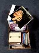 A box containing a large quantity of vinyl LPs and 45 singles to include Lena Horne, Petula Clark,