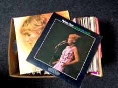 A box containing a large quantity of vinyl LPs, Petula Clark,