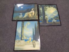 Three 1920s framed colour prints