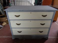 An Edwardian painted three drawer chest