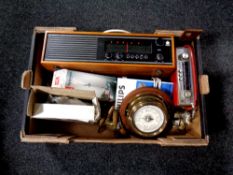 A box containing miscellaneous to include a Metamec barometer,