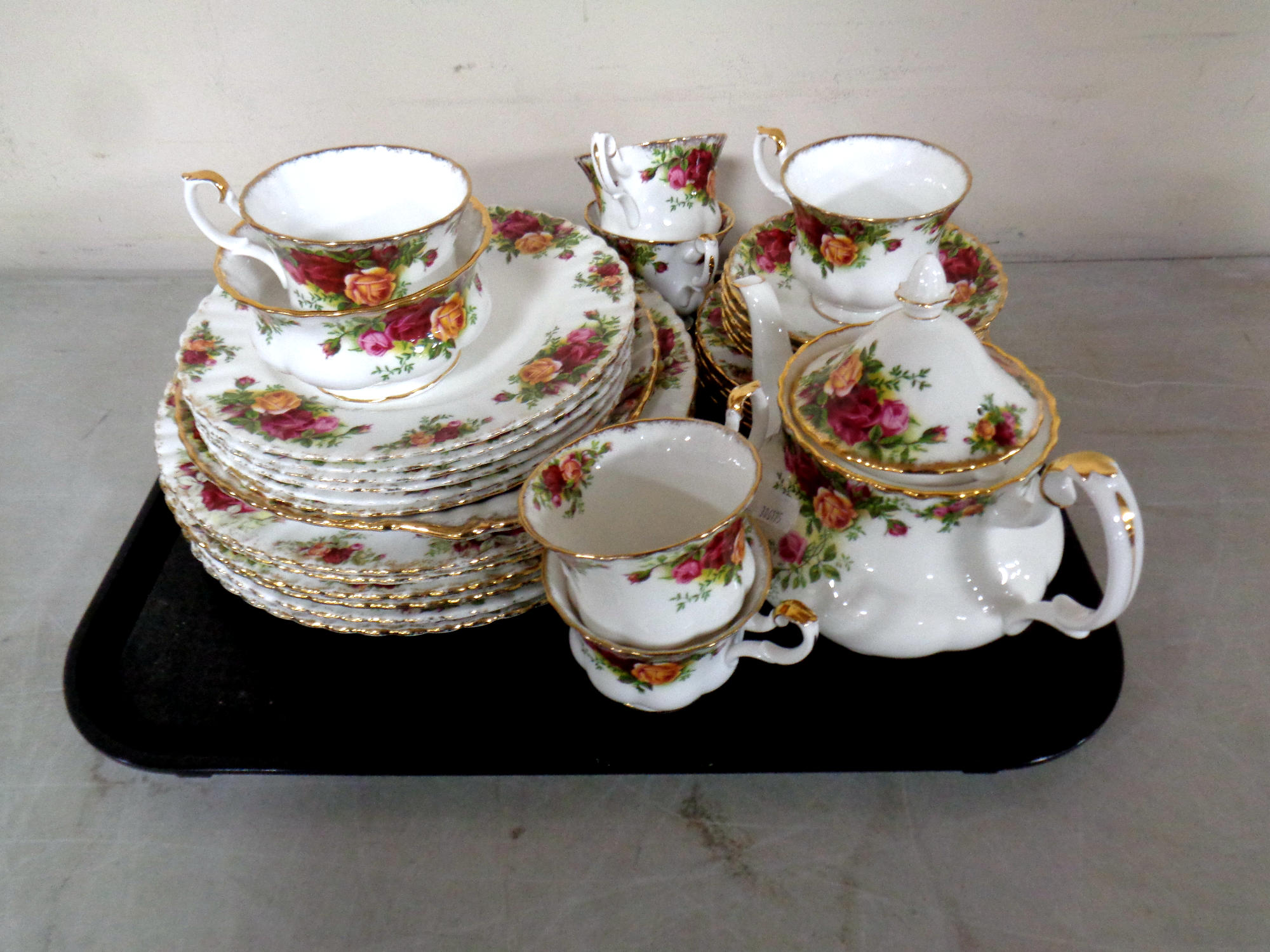 Thirty-three pieces of Royal Albert Old Country Roses tea and dinner ware