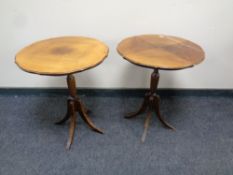 A pair of pedestal wine tables
