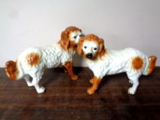 A pair of 19th century glass eyed Spaniels