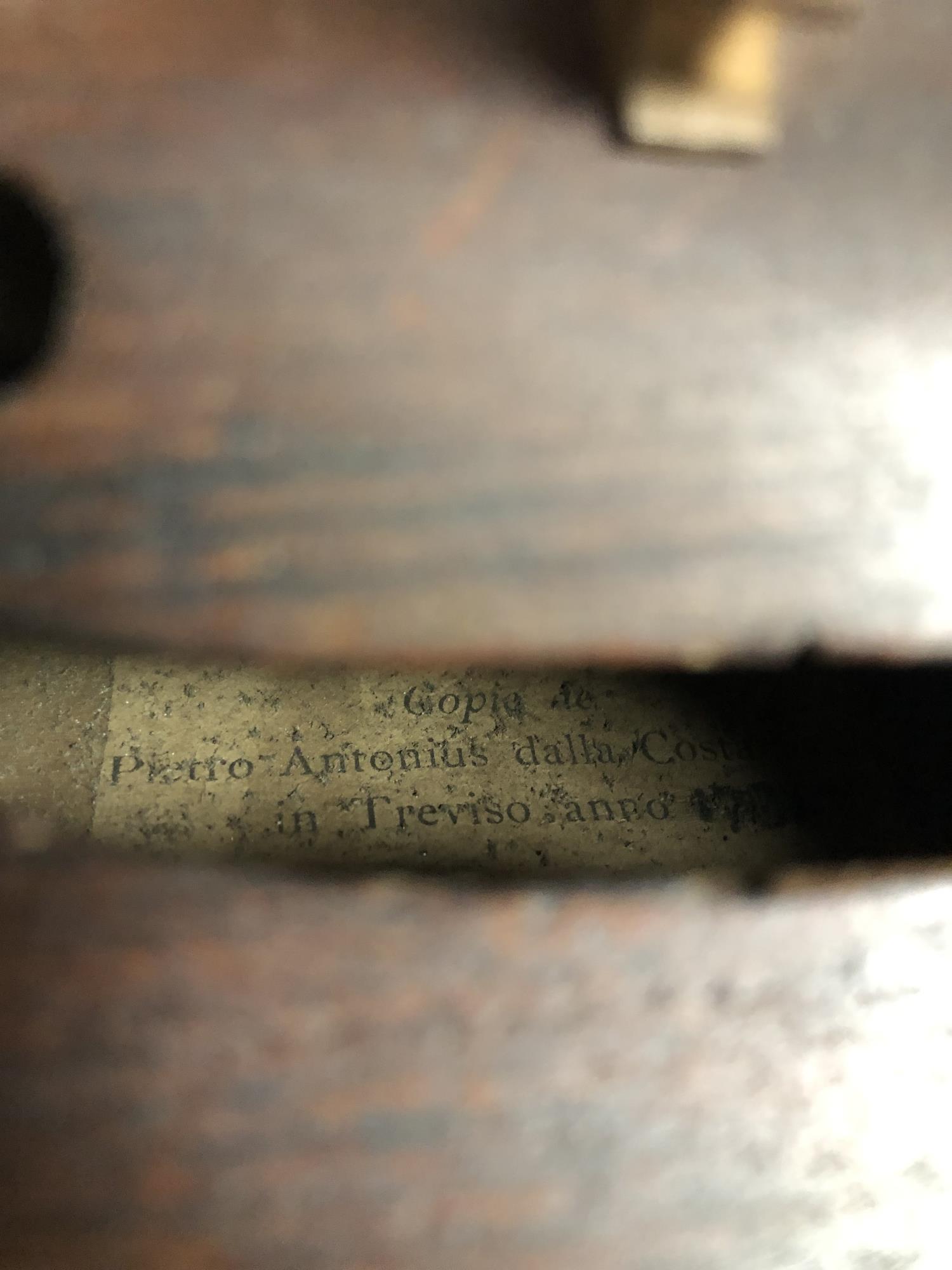 An antique violin, a copy of Pietro Antonius Dalla Costa, with internal label dated 1782, - Image 12 of 18