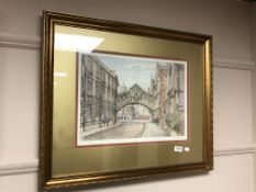 After Dennis Flanders : Hereford college Oxford, limited edition colour print, signed in pencil,