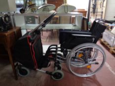 A folding lightweight wheelchair together with a walking aid