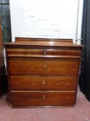 An antique continental beech four drawer chest (as found)