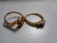 A 14ct gold and a 9ct gold lady's ring