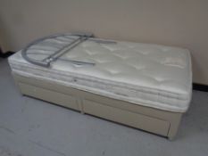 A 3' John Lewis Natural Collection 3000 mattress with storage divan base and metal headboard