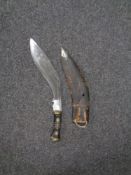 A Gurkha's kukri knife in sheath