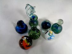 Seven glass paperweights to include Mdina glass and Murano ** Proceeds going to Guide Dogs for the