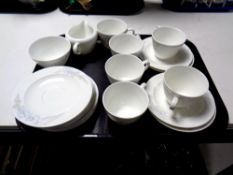 A tray containing a 20 piece Wedgwood Ice flower tea service