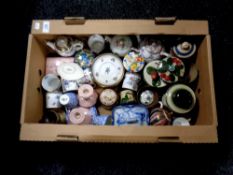 Two boxes containing 20th century ceramics to include Devonware,