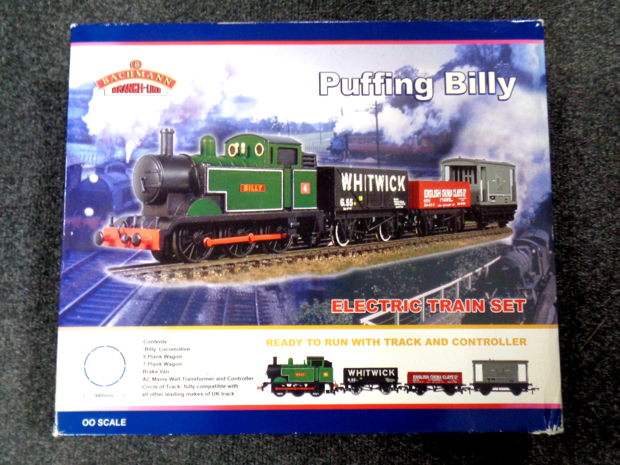 A Bachmann branch line OO scale Puffing Billy electric train set