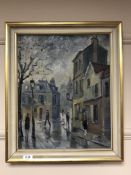 Continental school : Figures in a street, oil on canvas,