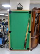 A 6ft snooker table with cues and accessories (as found) CONDITION REPORT: Missing