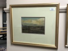 Richard W Marshall : An open landscape underneath a cloudy sky, oil on panel, signed, 15 x 23 cm,