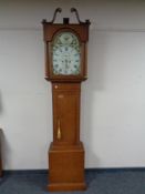 A 19th century oak cased longcase clock with painted dial, Matthew Collingwood of Alnwick,