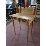 An antique pine two drawer vanity stand,