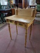 An antique pine two drawer vanity stand,