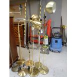 Seven assorted brass floor lamps (continental wiring)