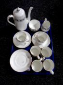 A tray containing a 15 piece Crown Staffordshire bone china coffee service