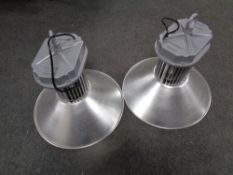 Two pairs of industrial style light fittings,