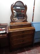 A late 19th century continental mahogany dressing chest,