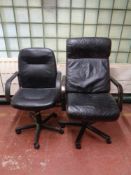 Two swivel office armchairs