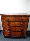 A Victorian mahogany bow fronted five drawer chest