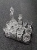 A tray of lead crystal glass ware : wine and champagne glasses,