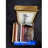 A box of books relating to the Royal Family, DVD box set, collector's plates,