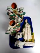A tray of 19th century Staffordshire flat back figure Highland Mary,