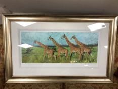 After Rolf Harris : Four Giraffes, giclee print, limited edition 84/ 195, signed in pencil,