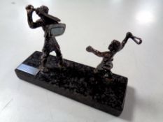 Two continental silver figures, David and Goliath,