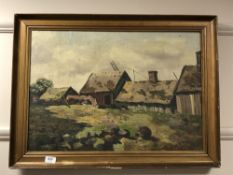 Continental school : A farmstead, oil on canvas,