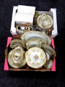 Two boxes of Japanese dinner service, Ringtons teapots,