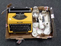 A cased 20th century Silverette typewriter, assorted plated wares,