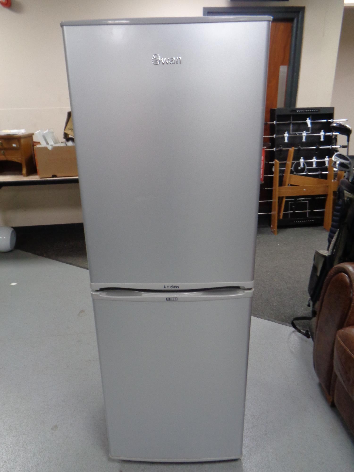 A Swan upright fridge freezer (silver)