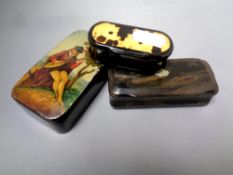 Three antique snuff boxes