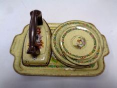 A mid 20th century Chad Valley tin plate toy iron tray,