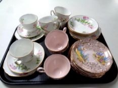 A tray containing six Duchess bone china trios together with a 15 piece part Colclough bone china