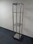 A set of contemporary metal square open shelves