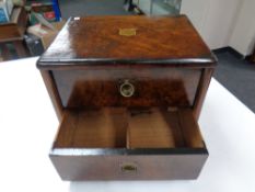 A Victorian walnut two drawer counter top chest