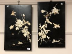 A pair of Japanese Shibayama panels, 36 cm x 60 cm.