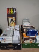 Two boxes containing kitchen electricals to include coffee machine, blender, coffee grinder,