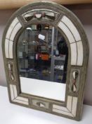 A 20th century Moroccan style arched topped mirror