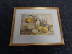 A MacDonald watercolour, lemons in a basket,
