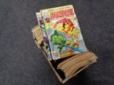 A box containing 20th century Marvel comics, Kazar, Daredevil,